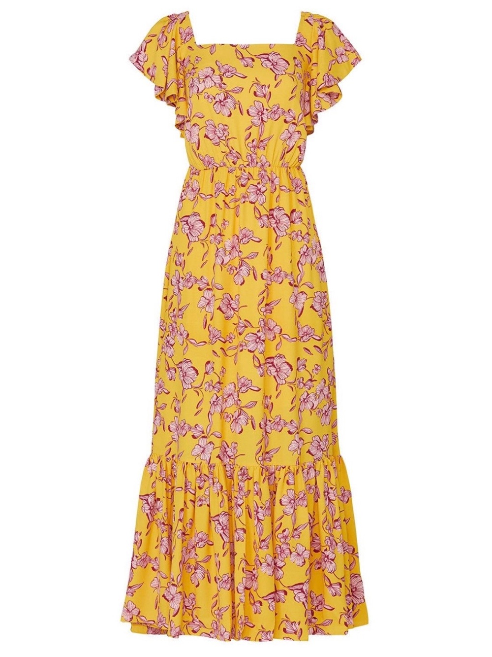 SACHIN & BABI Yellow Flutter Sleeve Floral Maxi Dress - Picture 6 of 9